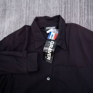 Graver Studio Black Button Down Shirt Womens Large Long Sleeve Pocket Blouse New